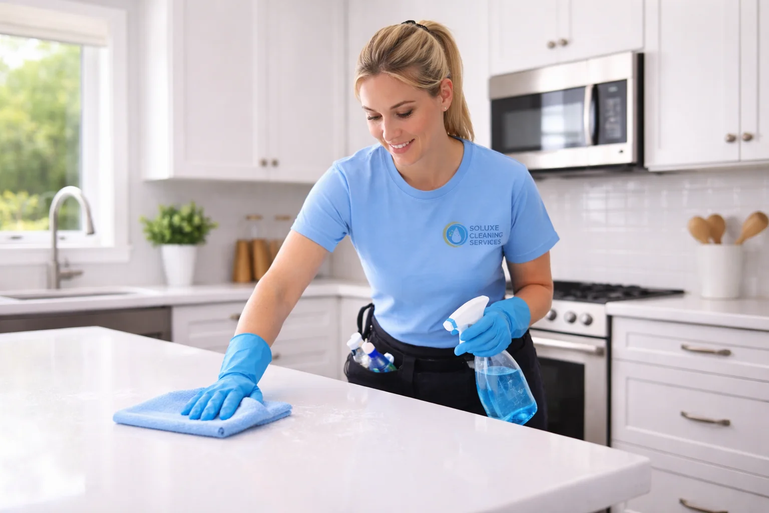 Soluxe cleaner deep cleaning a London kitchen
